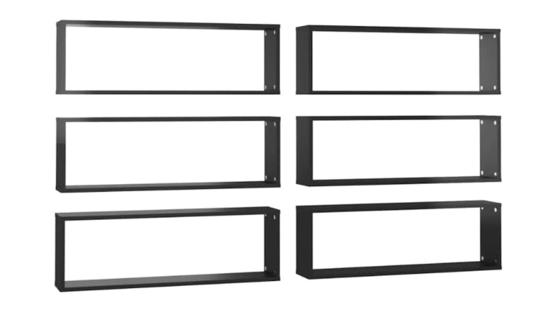 NNEVL Wall Shelves Floating Rectangle 6pcs. 80 x 15 x 26.5cm - Gloss Black NNEVL Wall Shelves Floating Rectangle 6pcs. 80 x 15 x 26.5cm - Gloss Black