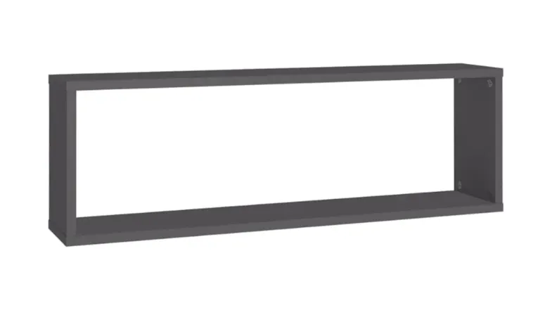 A single grey rectangular floating box shelf A single grey rectangular floating box shelf