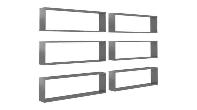 NNEVL Wall Shelves Floating Rectangle 6pcs. 100 x 15 x 30 - Gloss Grey NNEVL Wall Shelves Floating Rectangle 6pcs. 100 x 15 x 30 - Gloss Grey
