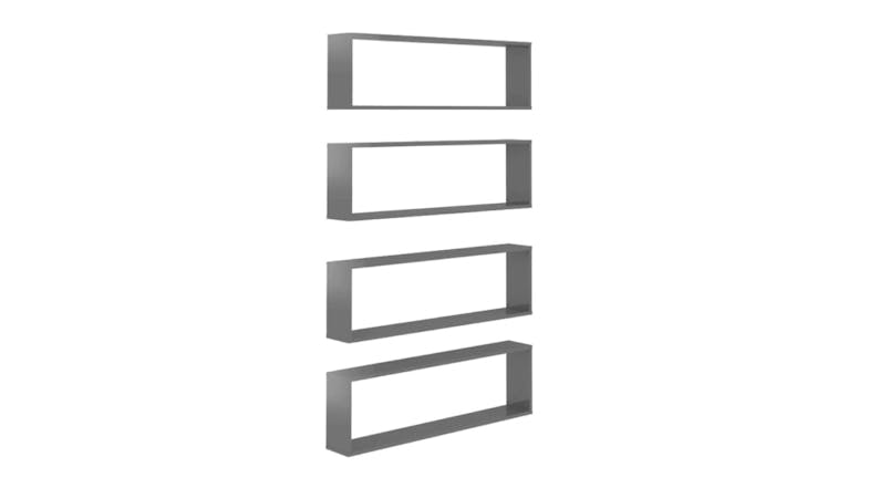 NNEVL Wall Shelves Floating Rectangle 4pcs. 100 x 15 x 30 - Gloss Grey NNEVL Wall Shelves Floating Rectangle 4pcs. 100 x 15 x 30 - Gloss Grey