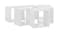 Angled view of six gloss white cube wall shelves slightly overlapping, highlighting the thick panels Angled view of six gloss white cube wall shelves slightly overlapping, highlighting the thick panels