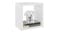 Single white floating cube shelf styled with books and a small decorative object Single white floating cube shelf styled with books and a small decorative object