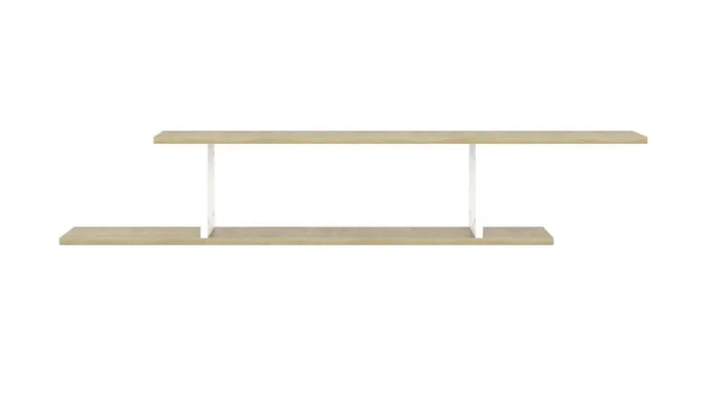 NNEVL Wall-Mounted TV Shelf 125 x 18 x 23cm - Sonoma Oak/White NNEVL Wall-Mounted TV Shelf 125 x 18 x 23cm - Sonoma Oak/White