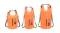 Three orange NNEVL dry bags shown in 15L, 20L, and 30L sizes for size comparison Three orange NNEVL dry bags shown in 15L, 20L, and 30L sizes for size comparison