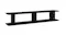 Angled perspective view of a Black ladder-style floating wall shelf Angled perspective view of a Black ladder-style floating wall shelf