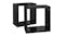 Another view of two gloss black cube wall shelves slightly overlapping Another view of two gloss black cube wall shelves slightly overlapping
