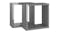 Side view of two gloss grey cube wall shelves slightly overlapping, highlighting the thick panels Side view of two gloss grey cube wall shelves slightly overlapping, highlighting the thick panels