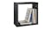 Single gloss black floating cube shelf styled with books Single gloss black floating cube shelf styled with books