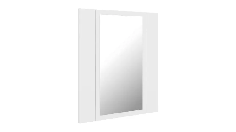 Angled view of a mirror cabinet with a white finish Angled view of a mirror cabinet with a white finish
