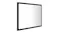 Angled view of a square mirror with a black frame Angled view of a square mirror with a black frame