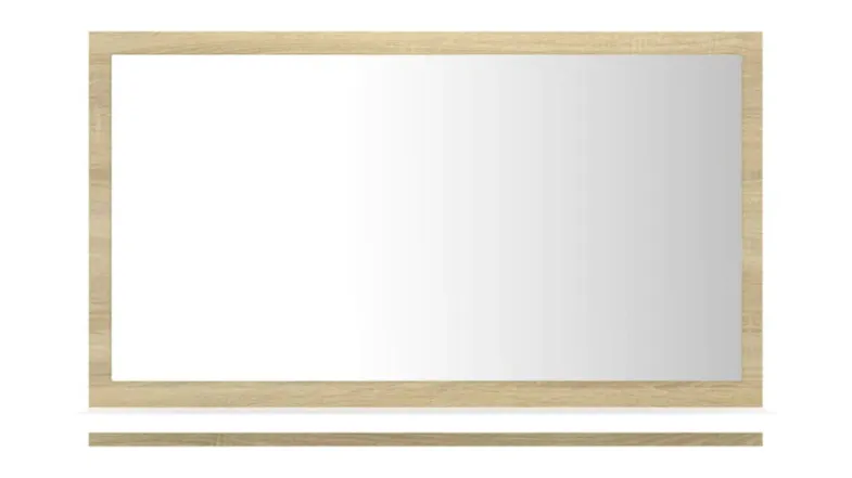 Front view of the NNEVL Bathroom Mirror with Built-In Shelf, White/Sonoma oak colour Front view of the NNEVL Bathroom Mirror with Built-In Shelf, White/Sonoma oak colour