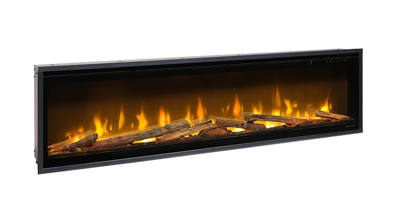 A right-angled view of an electric fireplace A right-angled view of an electric fireplace