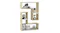 L‑shaped floating wall shelves styled with books, framed pictures, a clock, plants, and decorative objects L‑shaped floating wall shelves styled with books, framed pictures, a clock, plants, and decorative objects