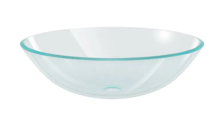 NNEVL Tempered Glass Basin 42cm with a wide, shallow shape and smooth, curved sides NNEVL Tempered Glass Basin 42cm with a wide, shallow shape and smooth, curved sides