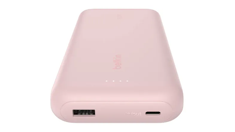 Belkin BoostCharge 20,000mAh 2-Port USB-C & USB-A Power Bank with Integrated USB-C Cable - Pink (BPB024fqPK) Belkin BoostCharge 20,000mAh 2-Port USB-C & USB-A Power Bank with Integrated USB-C Cable - Pink (BPB024fqPK)