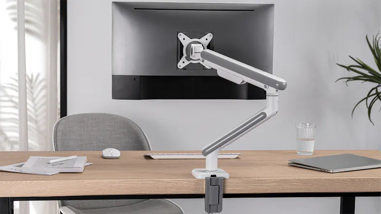 Konic Neo Spring-Assisted Slim Form Monitor Arm for 17"-32" Monitors - White Konic Neo Spring-Assisted Slim Form Monitor Arm for 17"-32" Monitors - White