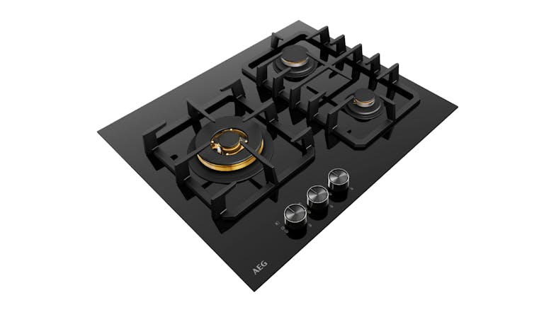 AEG 60cm 3 Burner Gas Cooktop - Black Glass (HGC6366BB) AEG 60cm 3 Burner Gas Cooktop - Black Glass (HGC6366BB)