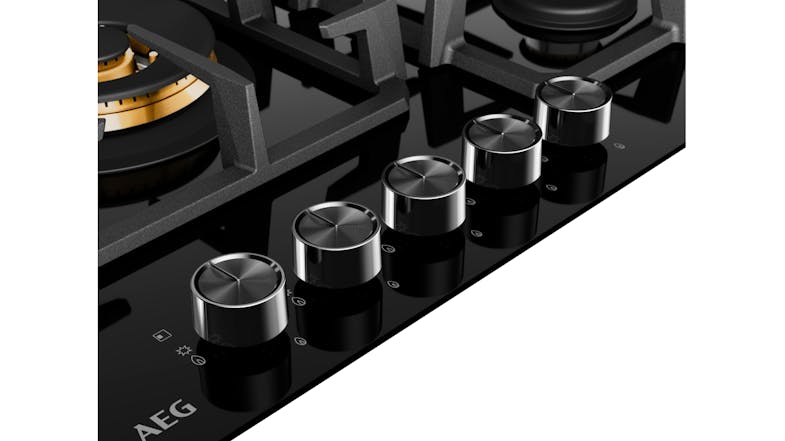 AEG 90cm 5 Burner Gas Cooktop - Black Glass (HGC9566BB) AEG 90cm 5 Burner Gas Cooktop - Black Glass (HGC9566BB)