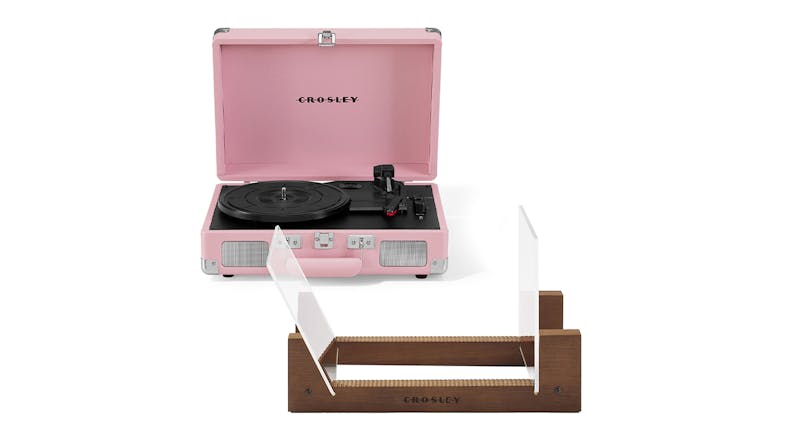 Crosley Cruiser Bluetooth Turntable with Crosley Record Display Stand - Blush Pink Crosley Cruiser Bluetooth Turntable with Crosley Record Display Stand - Blush Pink