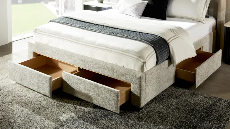 Orion Queen Upholstered Bed Frame with 4 Drawer Base Orion Queen Upholstered Bed Frame with 4 Drawer Base