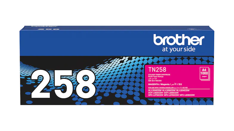 A full view of the Brother TN258 Toner Cartridge A full view of the Brother TN258 Toner Cartridge