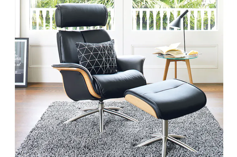 Space Leather Recliner Chair and Footstool - Trend- IMG Space Leather Recliner Chair and Footstool - Trend- IMG