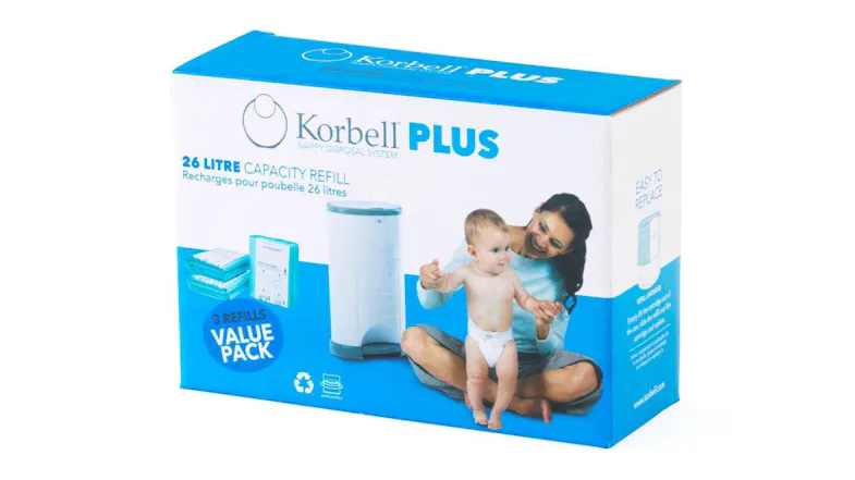 Korbell Plus 26L Nappy Bin Refill - 3 Pack Korbell Plus 26L Nappy Bin Refill - 3 Pack