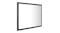 Angled view of a square mirror with a gloss black frame Angled view of a square mirror with a gloss black frame