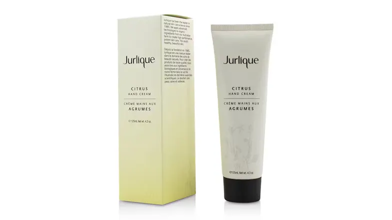 Jurlique Citrus Hand Cream tube is placed beside its product box Jurlique Citrus Hand Cream tube is placed beside its product box