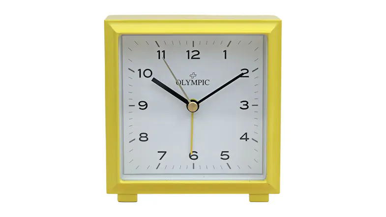Olympic Square Metal Analog Alarm Clock - Yellow Olympic Square Metal Analog Alarm Clock - Yellow
