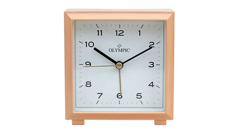 Olympic Square Metal Analog Alarm Clock - Apricot Olympic Square Metal Analog Alarm Clock - Apricot