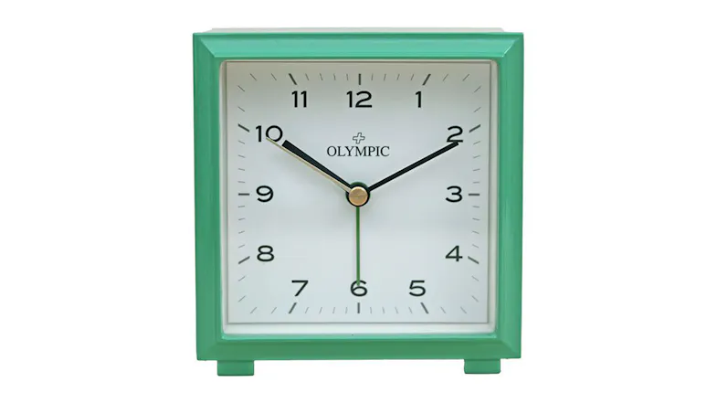 Olympic Square Metal Analog Alarm Clock - Green Olympic Square Metal Analog Alarm Clock - Green