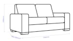 Dimension diagram of the Savoy 2-seater recliner sofa showing width, height, and extended depth Dimension diagram of the Savoy 2-seater recliner sofa showing width, height, and extended depth