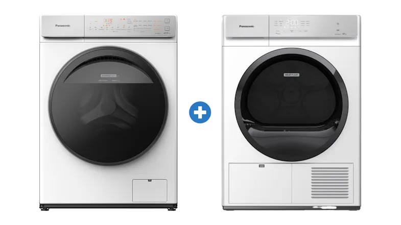 Panasonic 8.5kg Front Loading Washing Machine & 9kg Heat Pump Condenser Dryer Package - White (NA-V85FC1WAU + NH-EH90JD1WA) Panasonic 8.5kg Front Loading Washing Machine & 9kg Heat Pump Condenser Dryer Package - White (NA-V85FC1WAU + NH-EH90JD1WA)