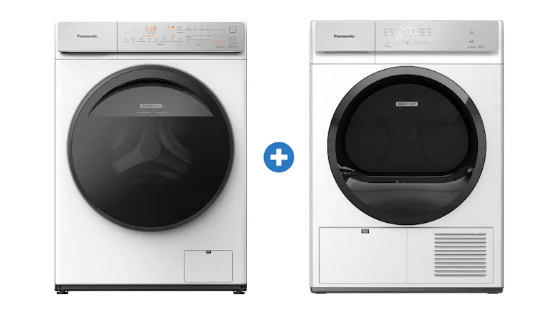 Panasonic 9.5kg Front Loading Washing Machine & 10kg Heat Pump Condenser Dryer Package - White (NA-V95FC1WAU + NH-EH10JD1WA) Panasonic 9.5kg Front Loading Washing Machine & 10kg Heat Pump Condenser Dryer Package - White (NA-V95FC1WAU + NH-EH10JD1WA)