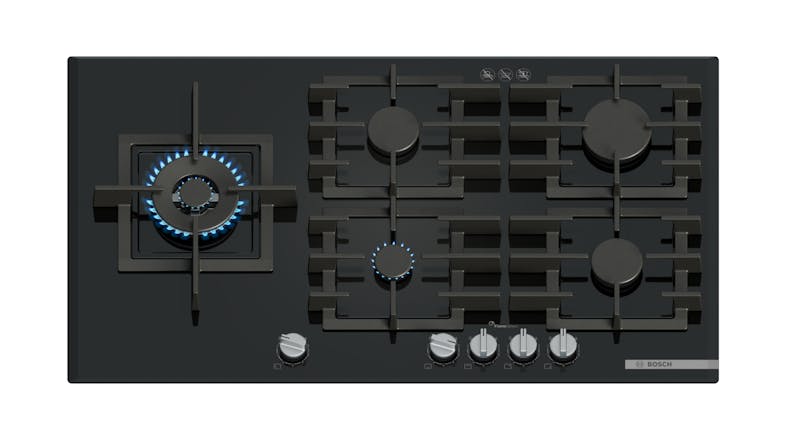 Bosch 90cm 5 Burner Gas Cooktop - Black Glass (PPM9A6I40A) Bosch 90cm 5 Burner Gas Cooktop - Black Glass (PPM9A6I40A)