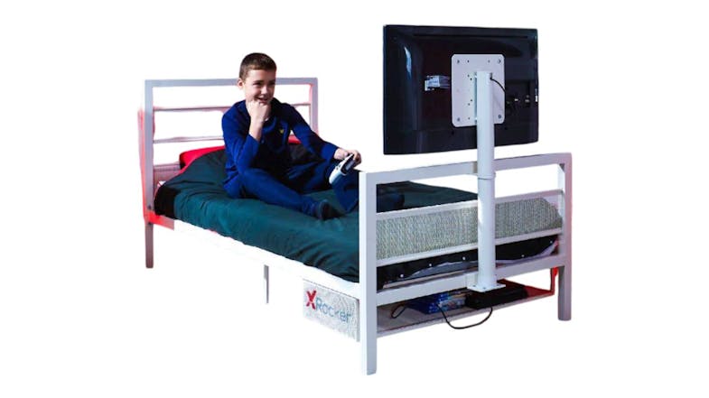 X Rocker Basecamp Gaming Bed Frame with TV Mount, Storage Single - White X Rocker Basecamp Gaming Bed Frame with TV Mount, Storage Single - White