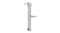 Three-quarter view of a stainless steel garden water column with a tap and shelf Three-quarter view of a stainless steel garden water column with a tap and shelf