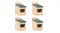 Four identical wooden bird houses with slanted green roofs arranged in a 2×2 grid Four identical wooden bird houses with slanted green roofs arranged in a 2×2 grid