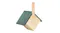 Rear view of a wooden birdhouse with a green roof and a vertical mounting slat Rear view of a wooden birdhouse with a green roof and a vertical mounting slat