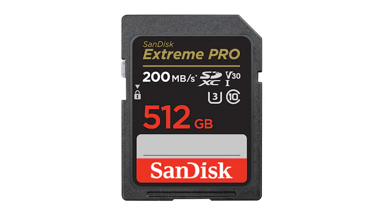 SanDisk Extreme Pro SD Card - 512GB (SDXC, UHS-I, V30, U1, Read 200 MB/s) SanDisk Extreme Pro SD Card - 512GB (SDXC, UHS-I, V30, U1, Read 200 MB/s)