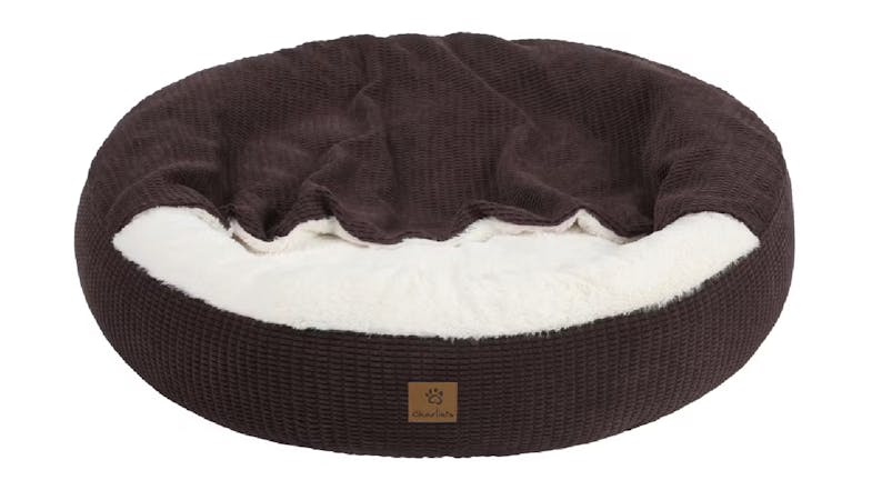 Charlie's "Snookie" Corncob Fabric Pet Bed with Hood Large - Brown Charlie's "Snookie" Corncob Fabric Pet Bed with Hood Large - Brown