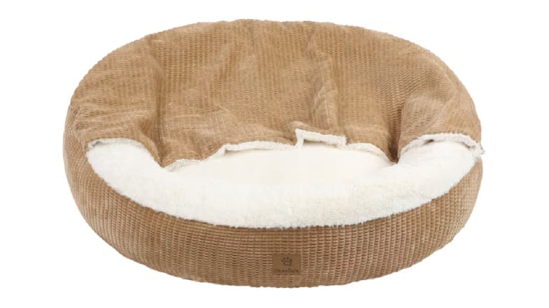 Charlie's "Snookie" Corncob Fabric Pet Bed with Hood Medium - Latte Brown Charlie's "Snookie" Corncob Fabric Pet Bed with Hood Medium - Latte Brown
