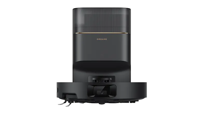 A front view of the Dreame D20 Pro Plus Robotic Vacuum & Mop with its docking station A front view of the Dreame D20 Pro Plus Robotic Vacuum & Mop with its docking station