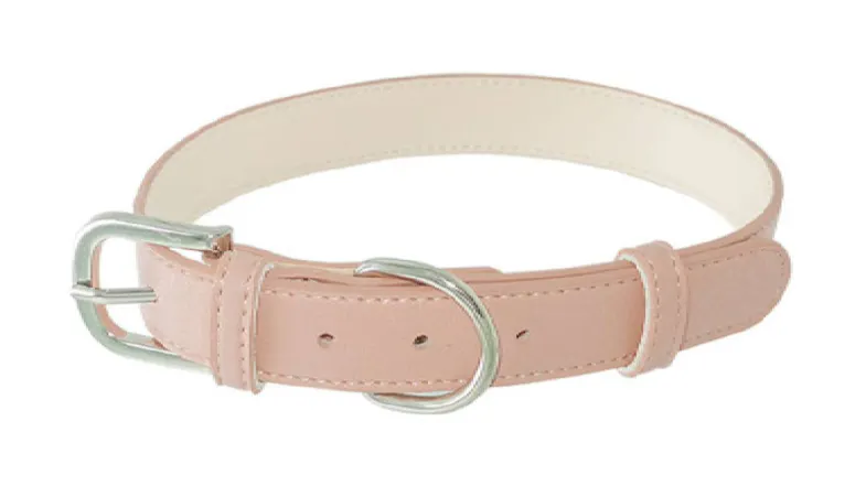 Fluff n' Stuff Macaron Leather Collar Medium - Pink Fluff n' Stuff Macaron Leather Collar Medium - Pink