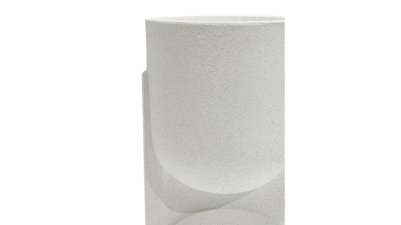A cylindrical planter with a smooth speckled finish. A cylindrical planter with a smooth speckled finish.
