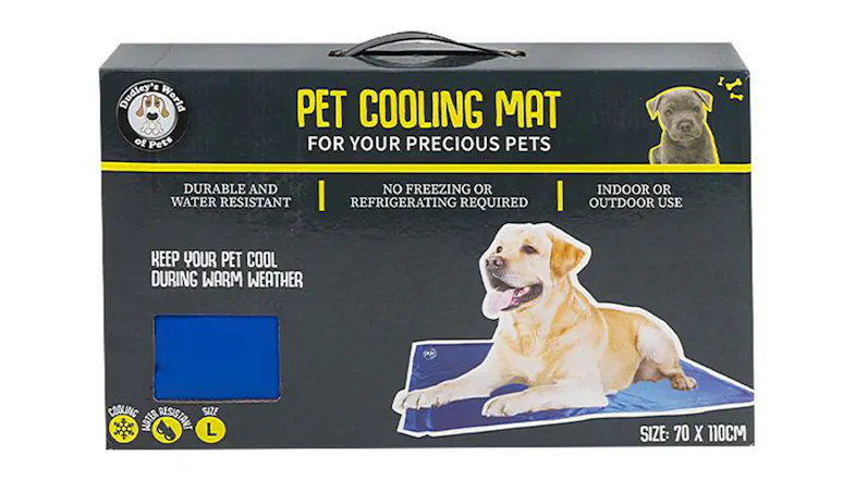 A box packaging of the Pet Cooling Mat. A box packaging of the Pet Cooling Mat.