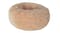 A round, fluffy, khaki pet bed designed for small animals like cats or dogs A round, fluffy, khaki pet bed designed for small animals like cats or dogs