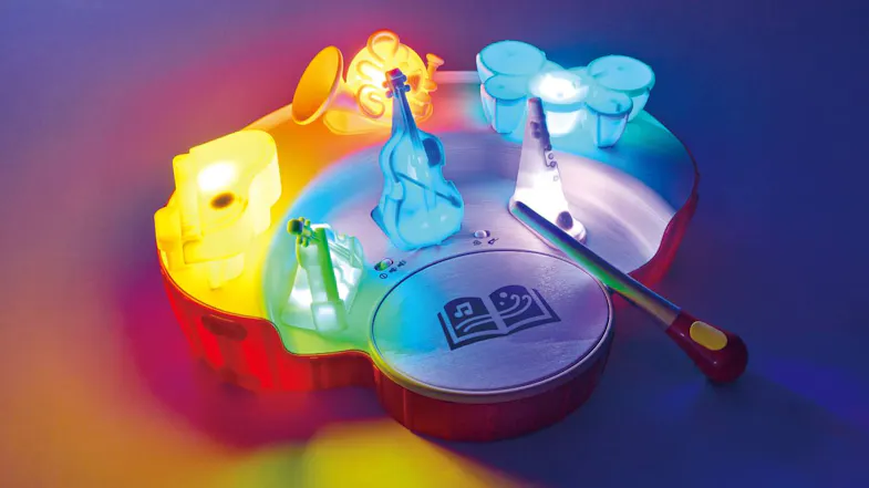 Hape musical toy with illuminated orchestra features. Hape musical toy with illuminated orchestra features.