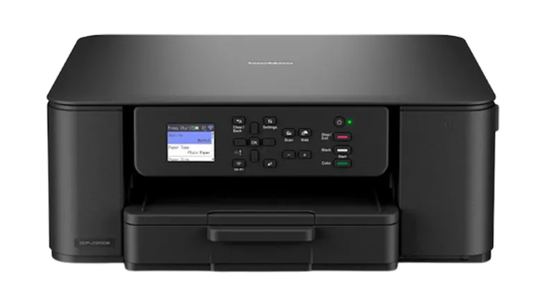 A front view of the grey Brother DCP-J1310DW A4 All-in-One Inkjet Printer. A front view of the grey Brother DCP-J1310DW A4 All-in-One Inkjet Printer.